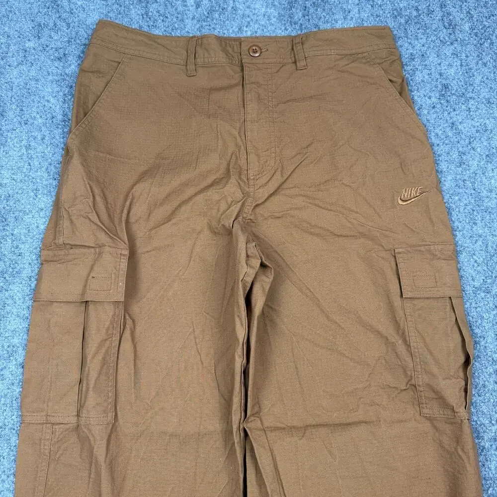 Nike Cargo Pants Mens 34x30 Brown Ripstop Utility Tactical Cotton Stretch